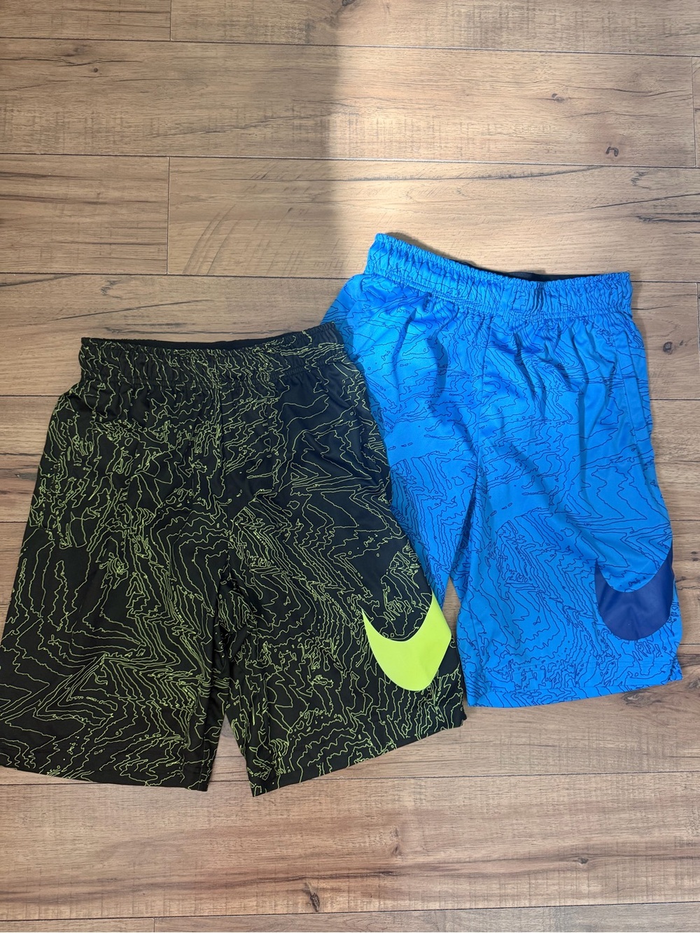 Nike Kids' Dri-FIT Athletic Shorts - Black/Neon Green & Blue